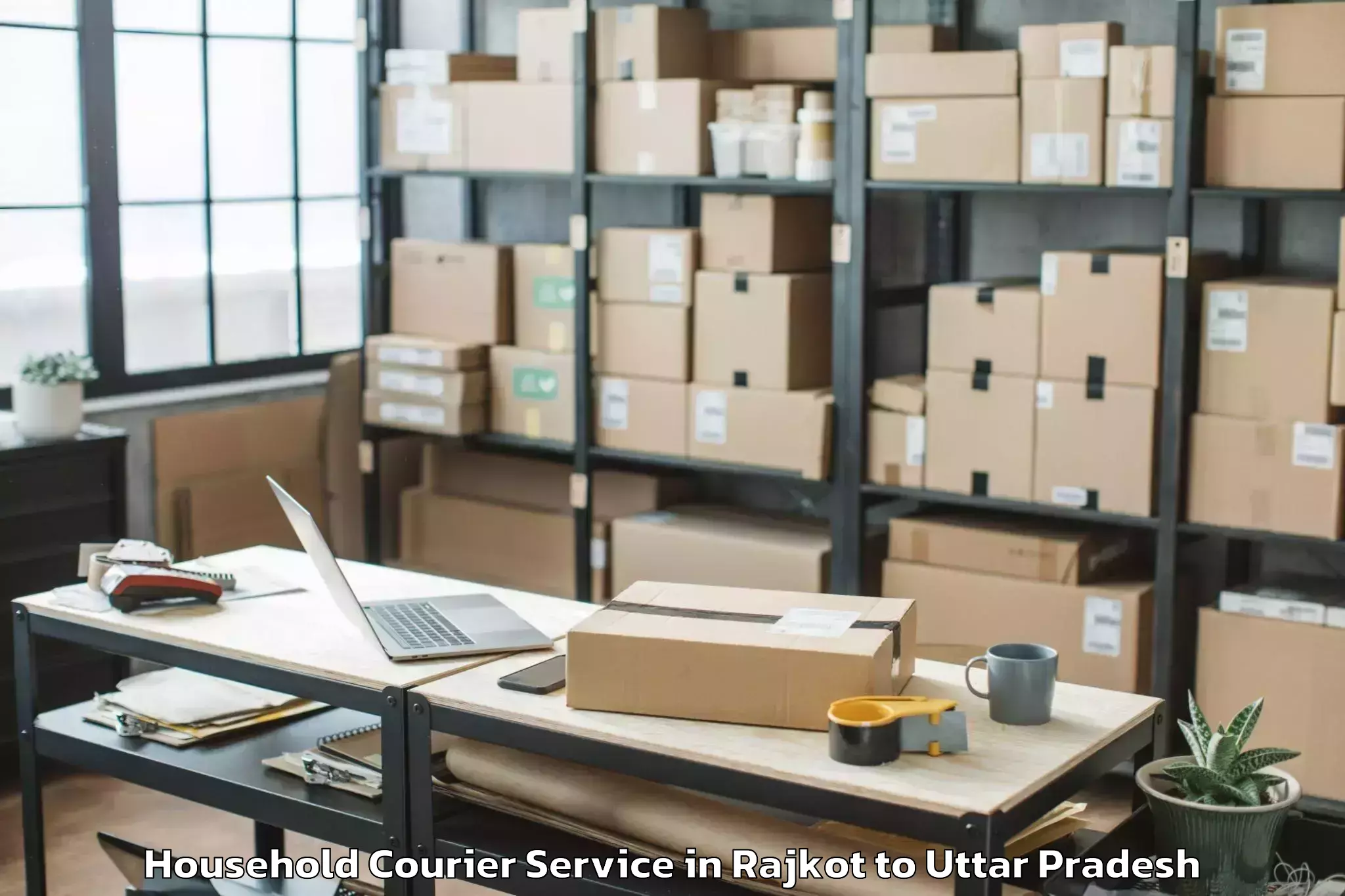 Hassle-Free Rajkot to Ghanghata Household Courier